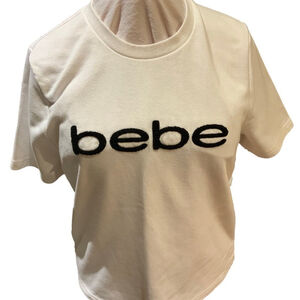 Bebe Mesh Back White T-Shirt Extra Large XL